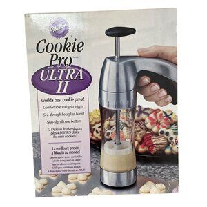Wilton Cookie Pro Ultra II Cookie Press w 12 Discs and 4 Bonus Mini New in Box